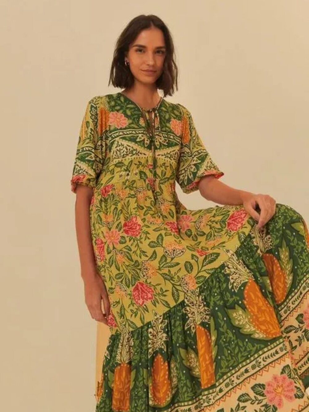 FARM Rio Green Pineapple Garden Cropped Maxi Dress NWT - Brazil Line Exclusive!
